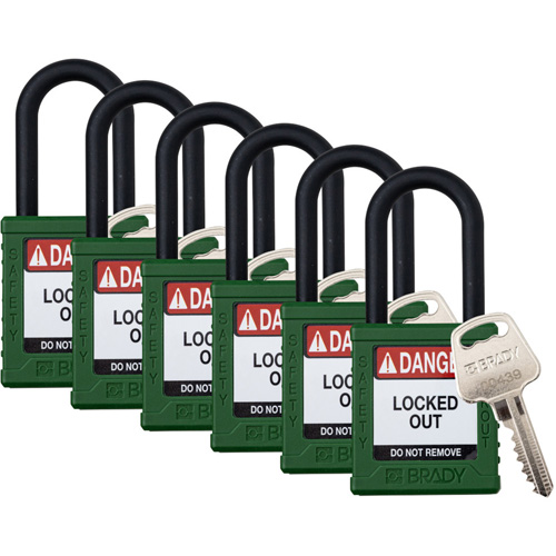 Velocity Lockout Padlocks, Green, Keyed Alike, Nylon, 1-1/2" Width Nia-Chem Ltd.