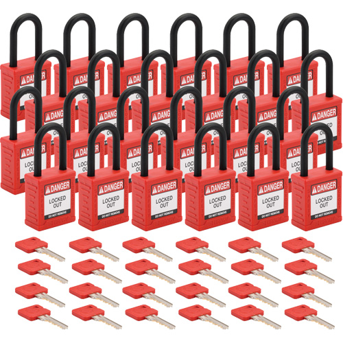 Velocity Lockout Padlocks, Red, Keyed Different, Nylon, 1-1/2" Width Nia-Chem Ltd.