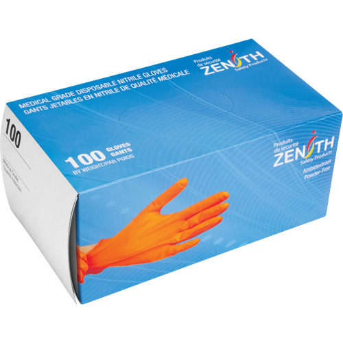 Heavyweight Tactile Grip Examination Gloves, Large, Nitrile, 8-mil, Powder-Free, Orange Nia-Chem Ltd.