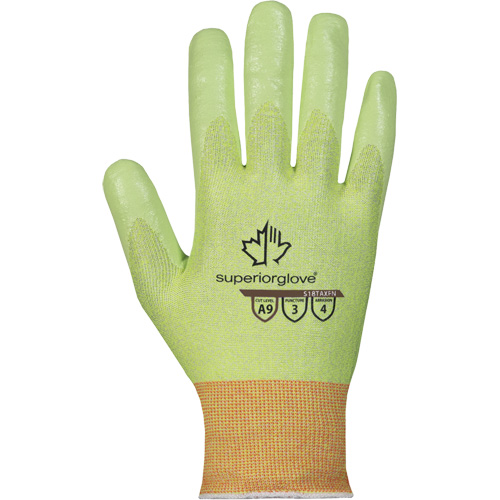 Gants r&eacute;sistant aux coupures haute visibilit&eacute; S18TAXFN, Taille 6, Calibre 18, Rev&ecirc;tement Mousse de nitrile, Enveloppe en TenActiv, ASTM ANSI niveau A9 Nia-Chem Ltd.
