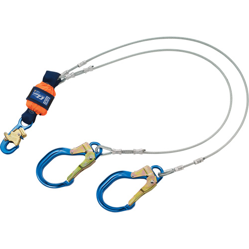 Energy Absorbing Lanyard, 6', Rebar Hook Center, Snap Hook Leg Ends, Metal Nia-Chem Ltd.