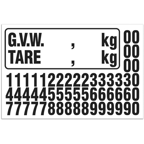 G.V.W. Truck Number Kit, Assorted Numbers/Letters/Punctuation, Black Nia-Chem Ltd.