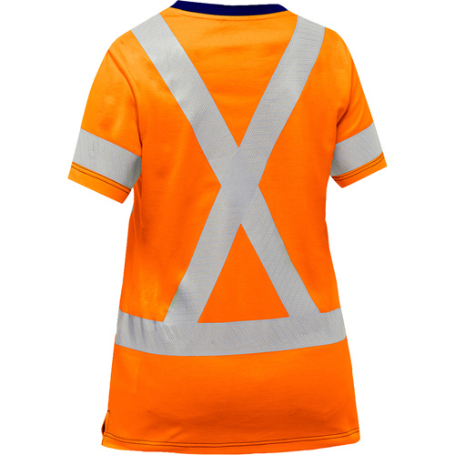 Chemise &agrave; manches courtes et X au dos Bisley pour femmes, Poly-coton, Petit, Orange haute visibilit&eacute; Nia-Chem Ltd.