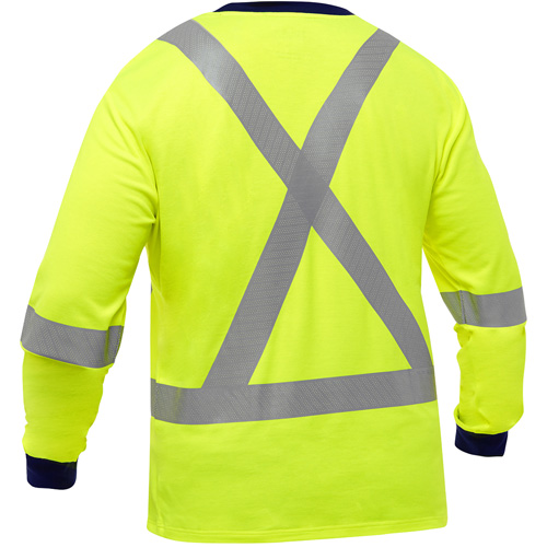 Chemise &agrave; manches longues et X au dos Bisley, Poly-coton, Petit, Jaune lime haute visibilit&eacute; Nia-Chem Ltd.