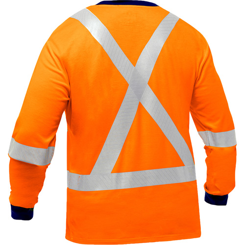 Chemise &agrave; manches longues et X au dos Bisley, Poly-coton, Petit, Orange haute visibilit&eacute; Nia-Chem Ltd.