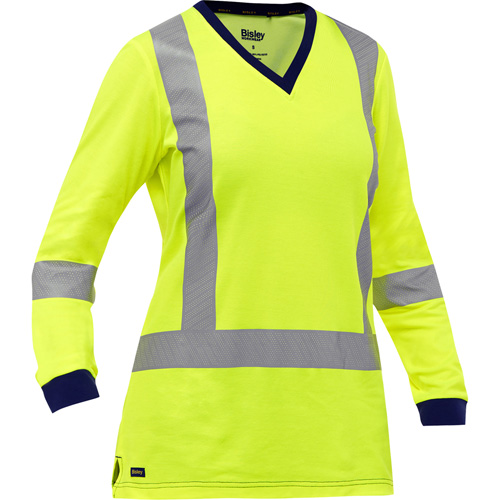 Chemise &agrave; manches longues et X au dos Bisley pour femmes, Poly-coton, Petit, Jaune lime haute visibilit&eacute; Nia-Chem Ltd.