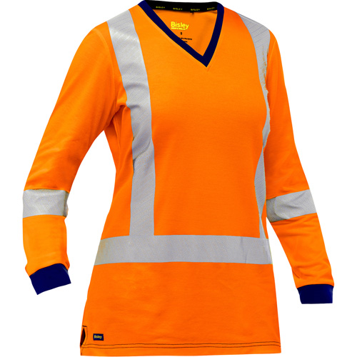 Chemise &agrave; manches longues et X au dos Bisley pour femmes, Poly-coton, Petit, Orange haute visibilit&eacute; Nia-Chem Ltd.