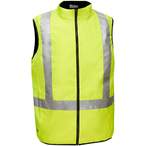 Bisley&reg; X-Back Reversible Puffer Vest, High Visibility Lime-Yellow, 2X-Large, Polyester Nia-Chem Ltd.