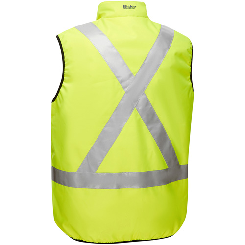 Bisley&reg; X-Back Reversible Puffer Vest, High Visibility Lime-Yellow, 2X-Large, Polyester Nia-Chem Ltd.