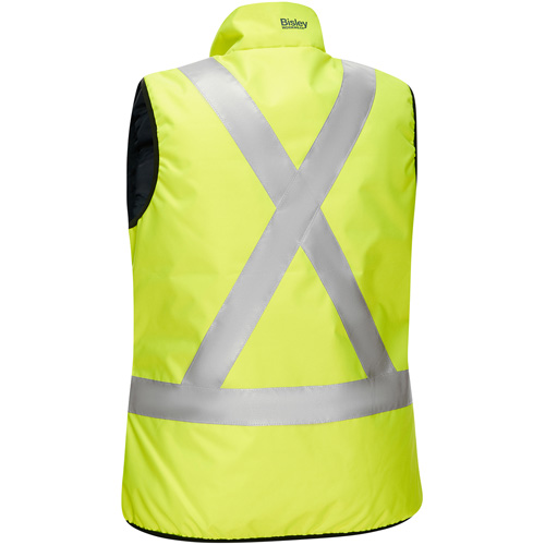 Bisley&reg; X-Back Women's Contoured Reversible Puffer Vest, High Visibility Lime-Yellow, 3X-Large, Polyester Nia-Chem Ltd.