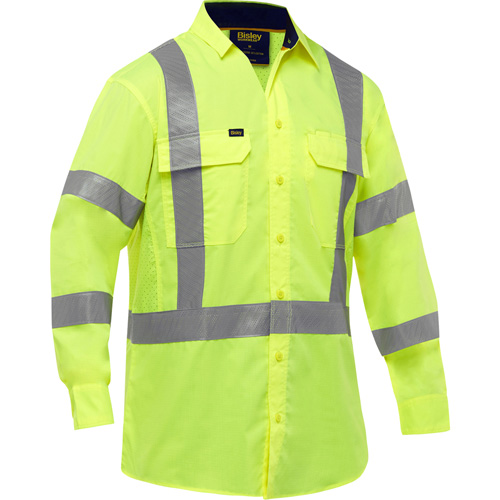 Chemise de travail &agrave; manches longues et X au dos Bisley avec X-Airflow, Poly-coton, Petit, Jaune lime haute visibilit&eacute; Nia-Chem Ltd.
