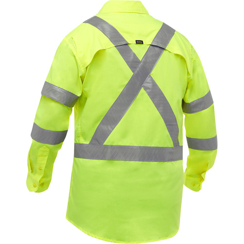 Chemise de travail &agrave; manches longues et X au dos Bisley avec X-Airflow, Poly-coton, Petit, Jaune lime haute visibilit&eacute; Nia-Chem Ltd.