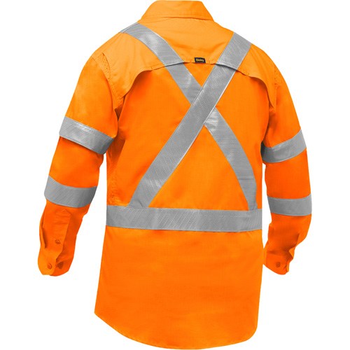 Chemise de travail &agrave; manches longues et X au dos Bisley avec X-Airflow, Poly-coton, Petit, Orange haute visibilit&eacute; Nia-Chem Ltd.