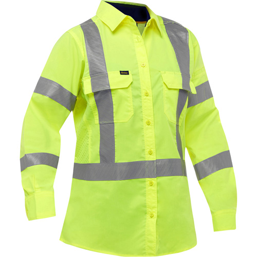 Chemise de travail &agrave; manches longues et X au dos Bisley avec X-Airflow pour femmes, Poly-coton, Petit, Jaune lime haute visibilit&eacute; Nia-Chem Ltd.