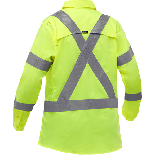 Chemise de travail &agrave; manches longues et X au dos Bisley avec X-Airflow pour femmes, Poly-coton, Petit, Jaune lime haute visibilit&eacute; Nia-Chem Ltd.