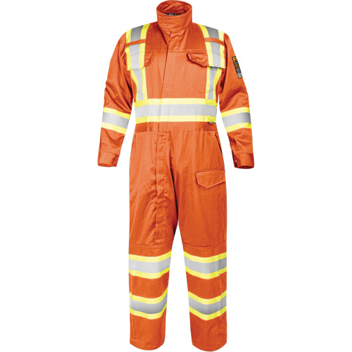 Fire-Resistant Coverall with High-Visibility Bands, Size Small, Orange Nia-Chem Ltd.