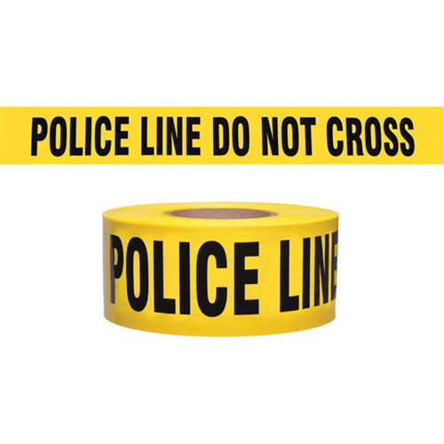 "Police Line Do Not Cross" Contractor-Grade Barricade Tape, English, 3" W x 1000' L, 2 mils, Black on Yellow Nia-Chem Ltd.