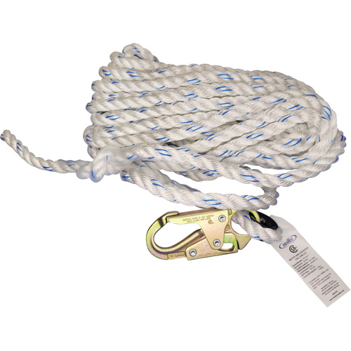 Cordage de s&eacute;curit&eacute; verticale avec mousqueton de 3/4" et cosse cœur Nia-Chem Ltd.