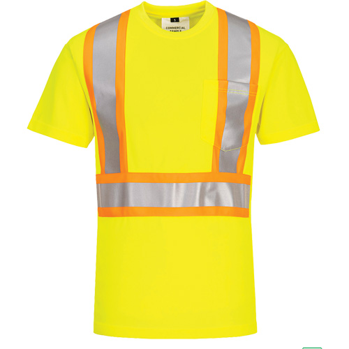 T-shirt de s&eacute;curit&eacute; &agrave; bandes contrastantes, Polyester, Petit, Jaune lime haute visibilit&eacute; Nia-Chem Ltd.
