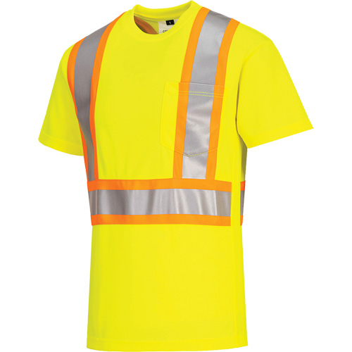 T-shirt de s&eacute;curit&eacute; &agrave; bandes contrastantes, Polyester, Petit, Jaune lime haute visibilit&eacute; Nia-Chem Ltd.
