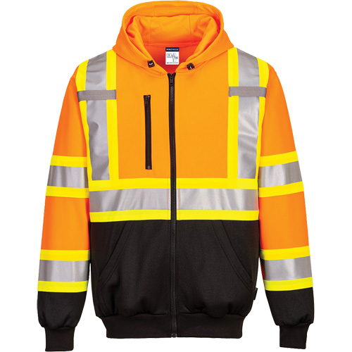 Chandail de s&eacute;curit&eacute; &agrave; capuchon avec bandes contrastantes, Petit, Noir/Orange haute visibilit&eacute; Nia-Chem Ltd.