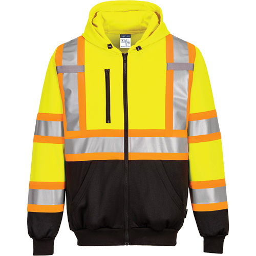 Chandail de s&eacute;curit&eacute; &agrave; capuchon avec bandes contrastantes, Petit, Noir/Jaune lime haute visibilit&eacute; Nia-Chem Ltd.