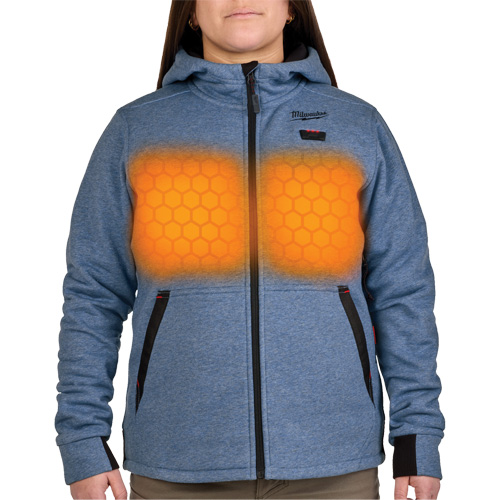 Chandail &agrave; capuchon chauffant M12 avec pile, Femmes, Moyen, Bleu, Poly-coton Nia-Chem Ltd.