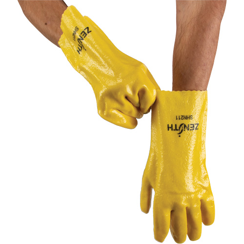 Rough-Finish Chemical-Resistant Gloves, Size 9, 12" L, PVC, Interlock Inner Lining, 47-mil Nia-Chem Ltd.