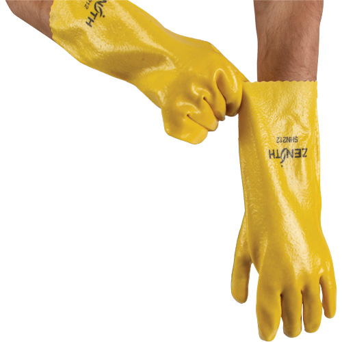 Gants &agrave; fini rugueux et r&eacute;sistants aux produits chimiques, Taille 9, 14" lo, PVC, Doublure en Interlock, 47-mil Nia-Chem Ltd.