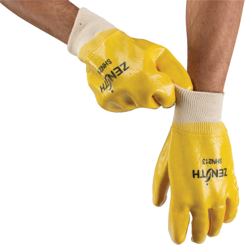 Rough-Finish Chemical-Resistant Gloves, Size 9, 10" L, PVC, Interlock Inner Lining, 47-mil Nia-Chem Ltd.