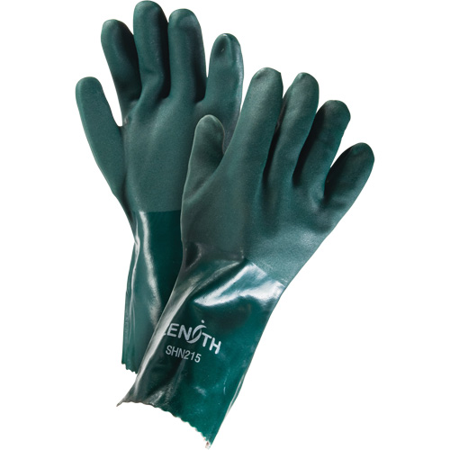 Double Dipped Green Gloves, 14" L, PVC, Cotton Jersey Inner Lining, 70-mil Nia-Chem Ltd.