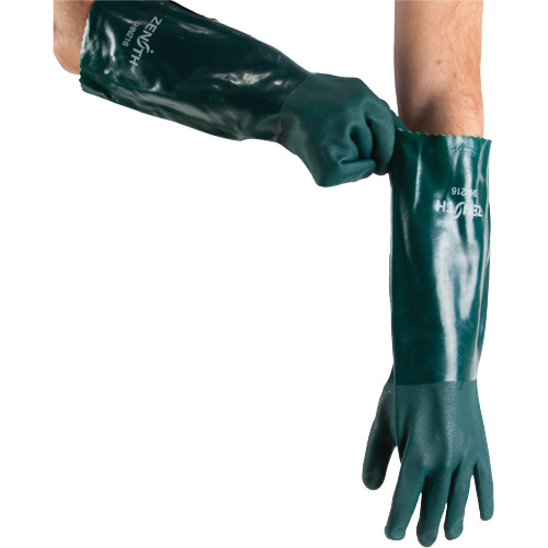 Double Dipped Green Gloves, 18" L, PVC, Cotton Jersey Inner Lining, 70-mil Nia-Chem Ltd.