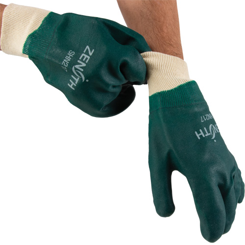 Double Dipped Green Gloves, 10" L, PVC, Cotton Jersey Inner Lining, 70-mil Nia-Chem Ltd.
