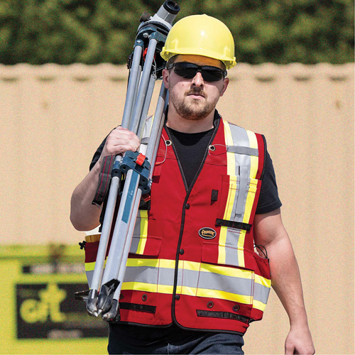 6678 High-Visibility Antimicrobial Mesh-Back Surveyor Vest, Red, Small, Polyester Nia-Chem Ltd.