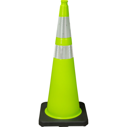 Premium Traffic Cone, 36", Lime Green, 4" & 6" Reflective Collar(s) Nia-Chem Ltd.