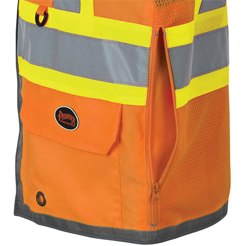 Veste de s&eacute;curit&eacute; pour arpenteur Pioneer avec fermeture &agrave; glissi&egrave;re et dos en maille, Orange haute visibilit&eacute;, Petit, Polyester Nia-Chem Ltd.