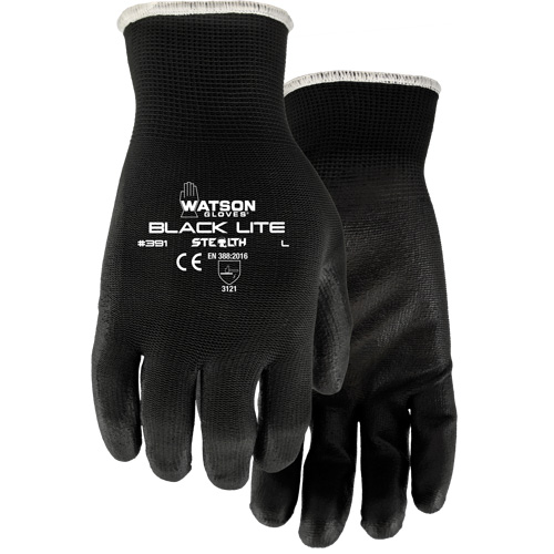 391 Stealth Black Lite Gloves, X-Small, Polyurethane Coating, Polyester Shell Nia-Chem Ltd.