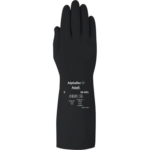 Gants d,usage moyen r&eacute;sistants aux produits chimiques AlphaTec 38001PP, Taille 7, 14" lo, Caoutchouc butyle, 14 mils Nia-Chem Ltd.