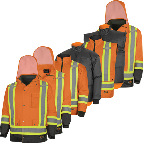 5056 Pioneer&reg; Yukon 7-in-1 Waterproof Winter Safety Parka, Polyester, Black/High Visibility Orange, X-Small Nia-Chem Ltd.