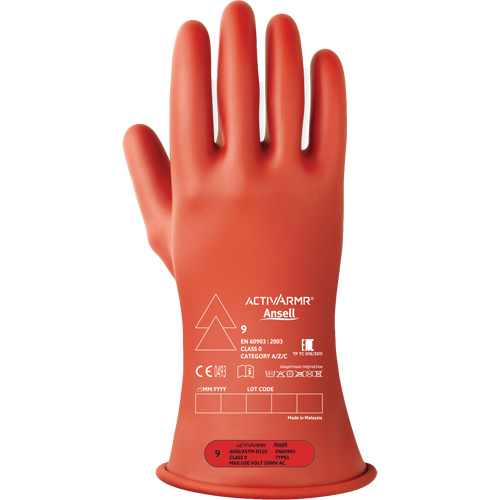 Gants &eacute;lectriques isol&eacute;s ultra l&eacute;gers ActivArmr RIG R011RUL, ASTM classe 0, Taille 8, 11" lo Nia-Chem Ltd.