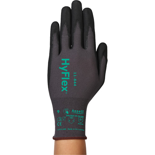 Gants Hyflex 11-844, Taille 5/2T-petit, Calibre 15, Rev&ecirc;tement Mousse de nitrile, Enveloppe en Nylon/Spandex, ASTM ANSI niveau A1/EN 388 niveau 1/EN 388 niveau A Nia-Chem Ltd.