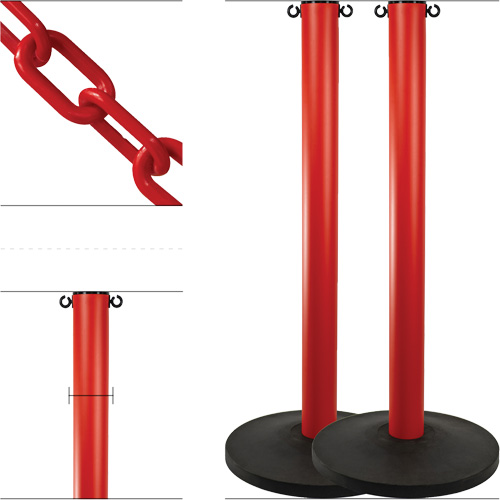 Industrial Stanchion Kit with Plastic Chain, 37" High, Red Nia-Chem Ltd.
