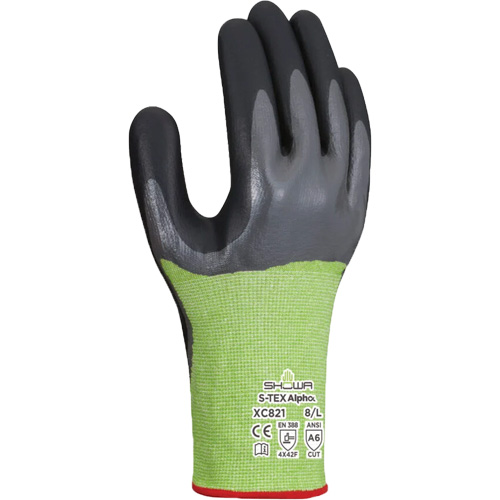 Gants r&eacute;sistants &agrave; la coupe S-TEX Alpha XC821, Taille 2T-Grand/10, Calibre 18, Rev&ecirc;tement Nitrile, Enveloppe en Polyester/Nylon/Polyur&eacute;thane/PEHP/Tungst&egrave;ne, ASTM ANSI niveau A6/EN 388 niveau F Nia-Chem Ltd.
