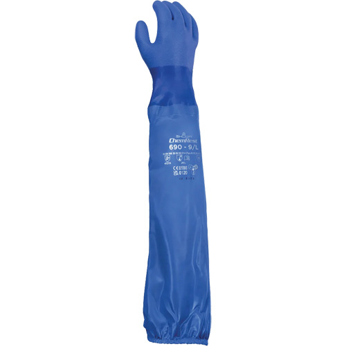 690 Chemical-Resistant Gloves, Size X-Large/10, 26" L, Cotton/PVC Nia-Chem Ltd.