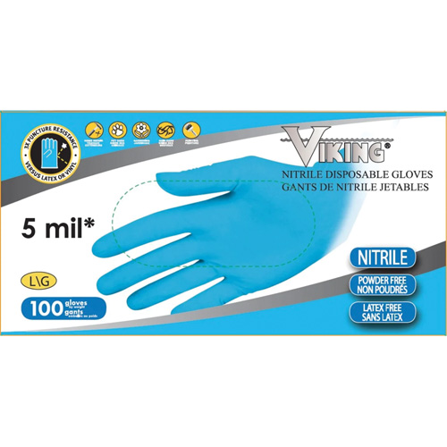 34600 Disposable Gloves, X-Large, Nitrile, 5-mil, Powder-Free, Blue Nia-Chem Ltd.