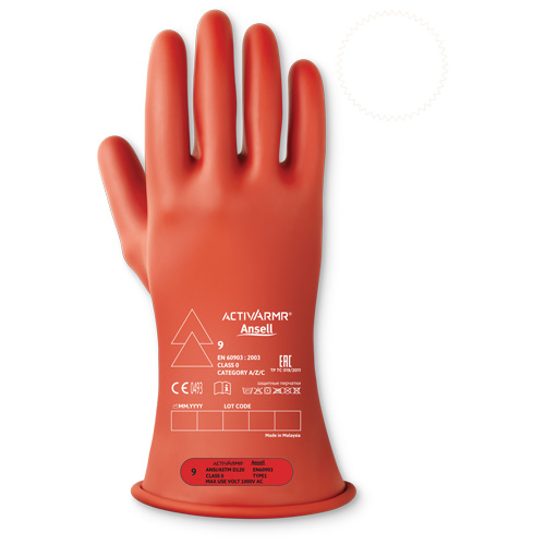 ActivArmr&reg; Electrical Insulating Class 0 Gloves, 11, 11" L, Level 1, ASTM D120/ATSM F2675:2021/IEC 614821-2:2014 Nia-Chem Ltd.