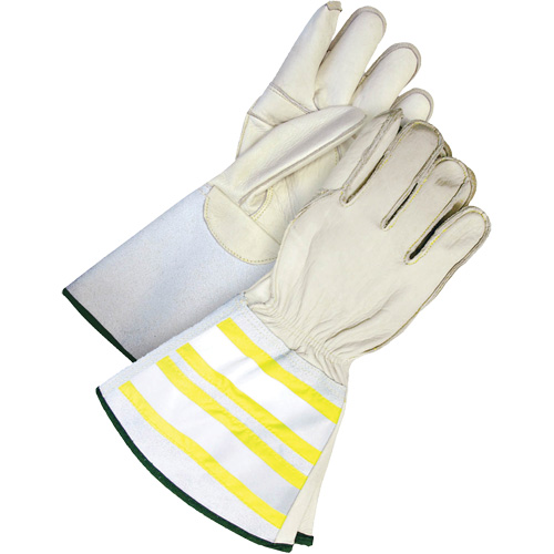 High-Visibility Utility Gloves with 6.25" Cuff, 2X-Large, Grain Cowhide Palm Nia-Chem Ltd.