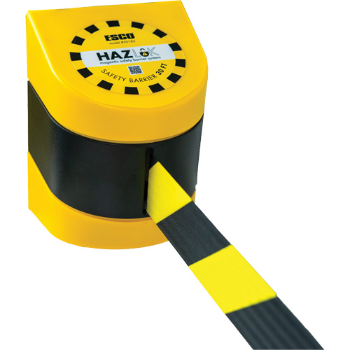 HAZLOK Safety Barrier System, Plastic, Magnetic Mount, 30', Black and Yellow Tape Nia-Chem Ltd.