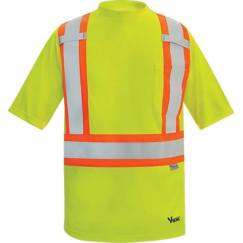 Viking&reg; Safety Bamboo Lined T-shirt, Polyester, 3X-Large, High Visibility Lime-Yellow Nia-Chem Ltd.
