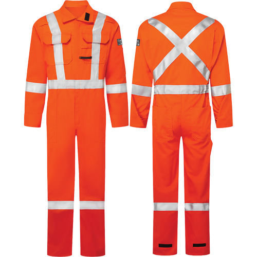 Avenger 7 oz. Coveralls, Size 44 Tall, High-Visibility Orange Nia-Chem Ltd.